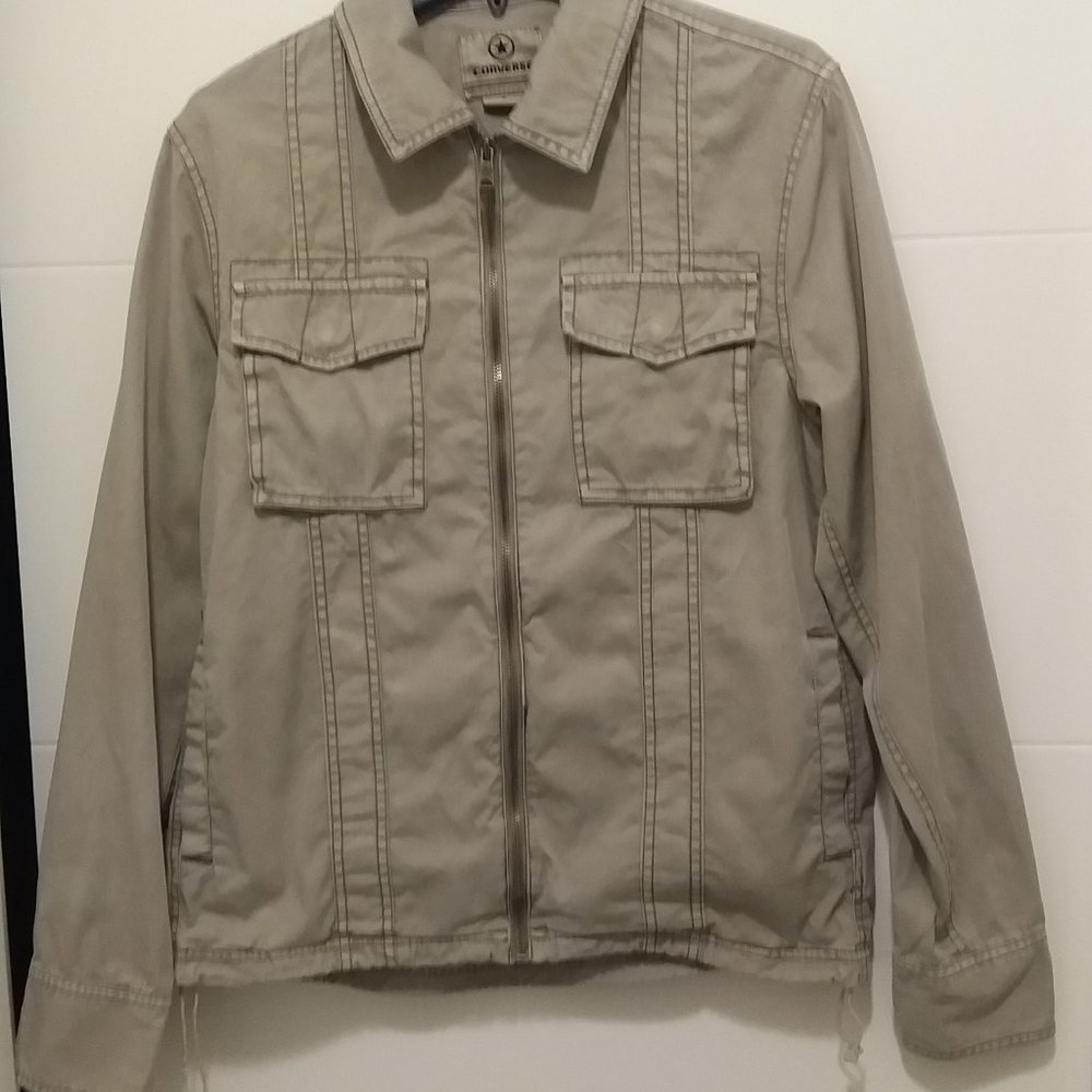 Converse Men's Jacket 100% Cotton Used Size Small Color Khaki